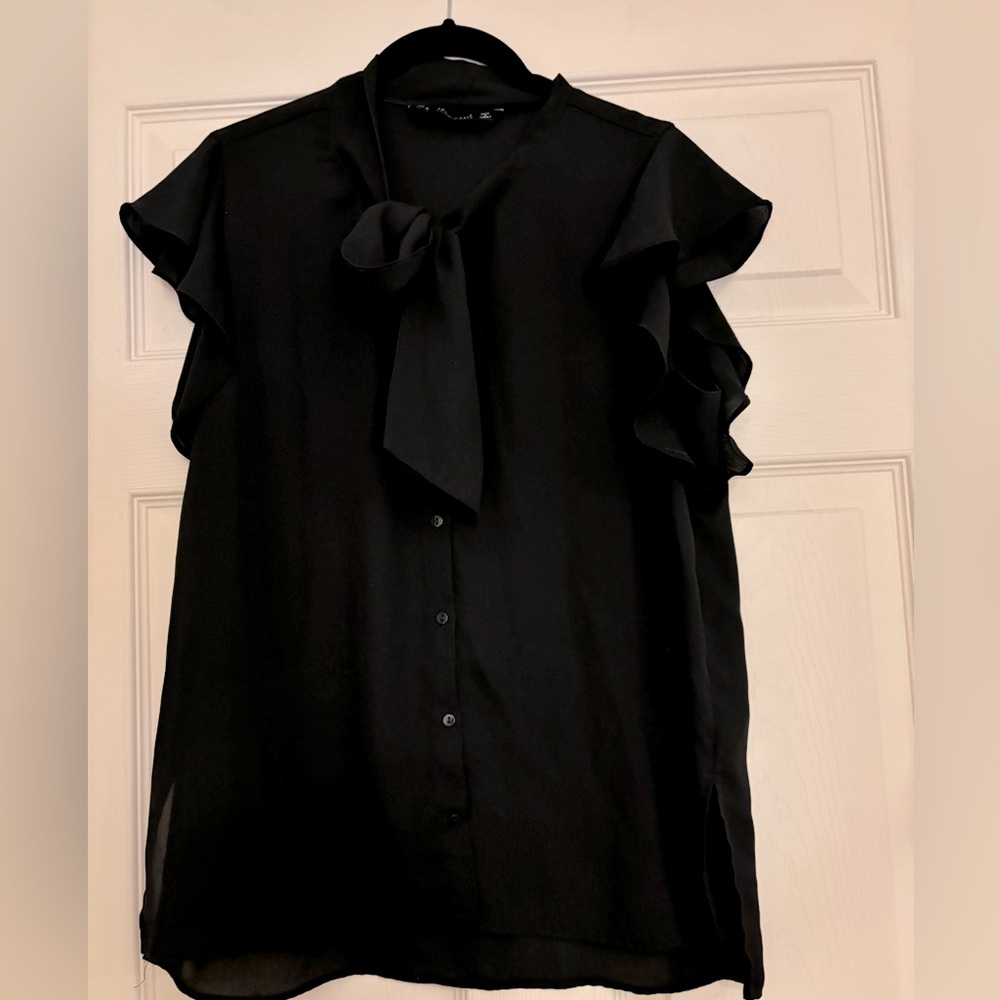Zara Basic Collection bow blouse, size S